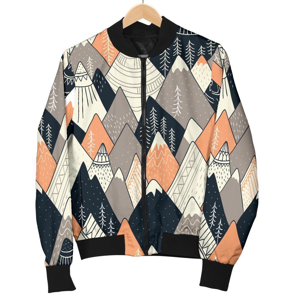 Mountain Pattern Print Women Casual Bomber Jacket-grizzshop