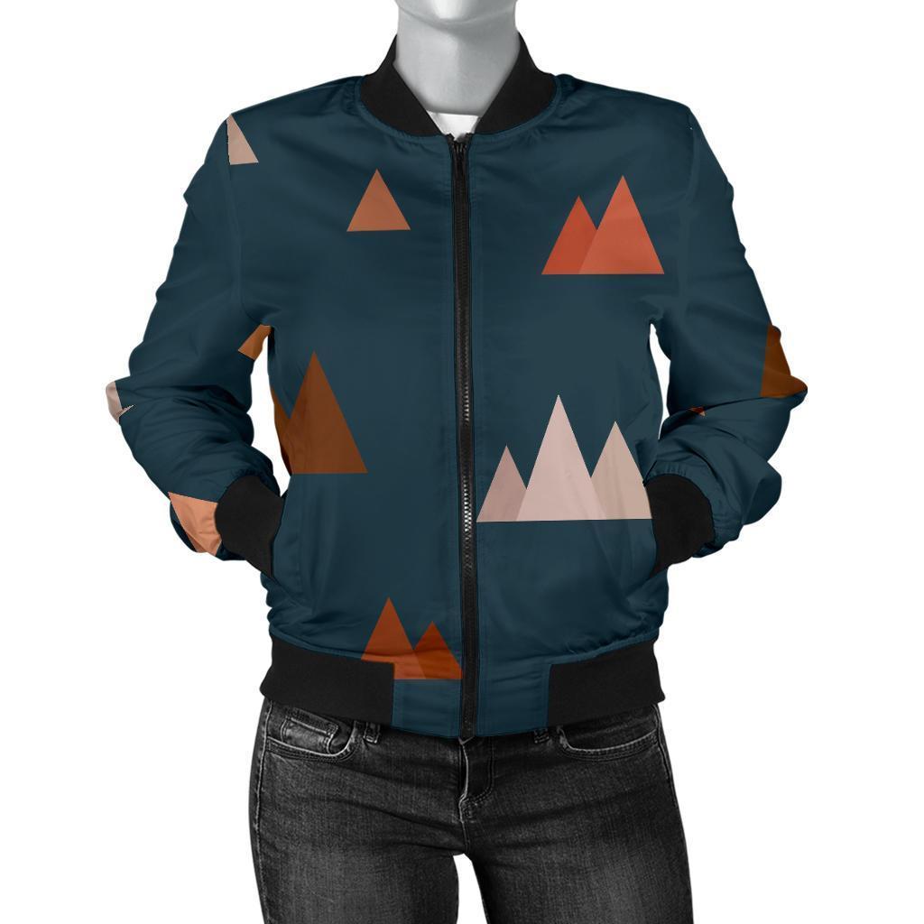 Mountain Print Pattern Women Casual Bomber Jacket-grizzshop