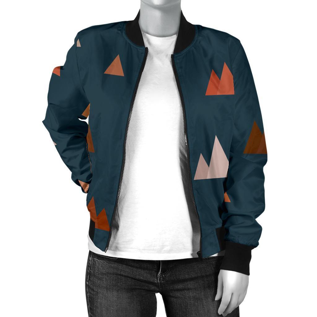 Mountain Print Pattern Women Casual Bomber Jacket-grizzshop