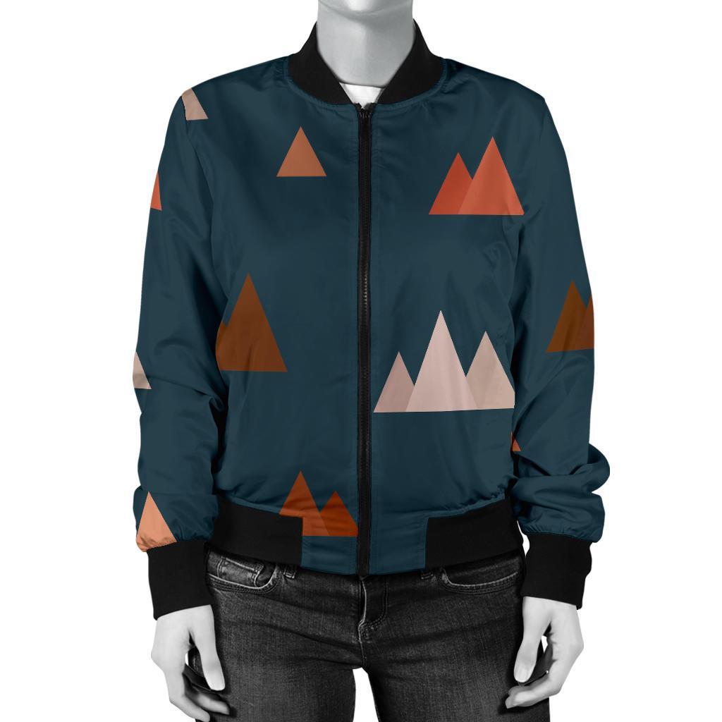 Mountain Print Pattern Women Casual Bomber Jacket-grizzshop