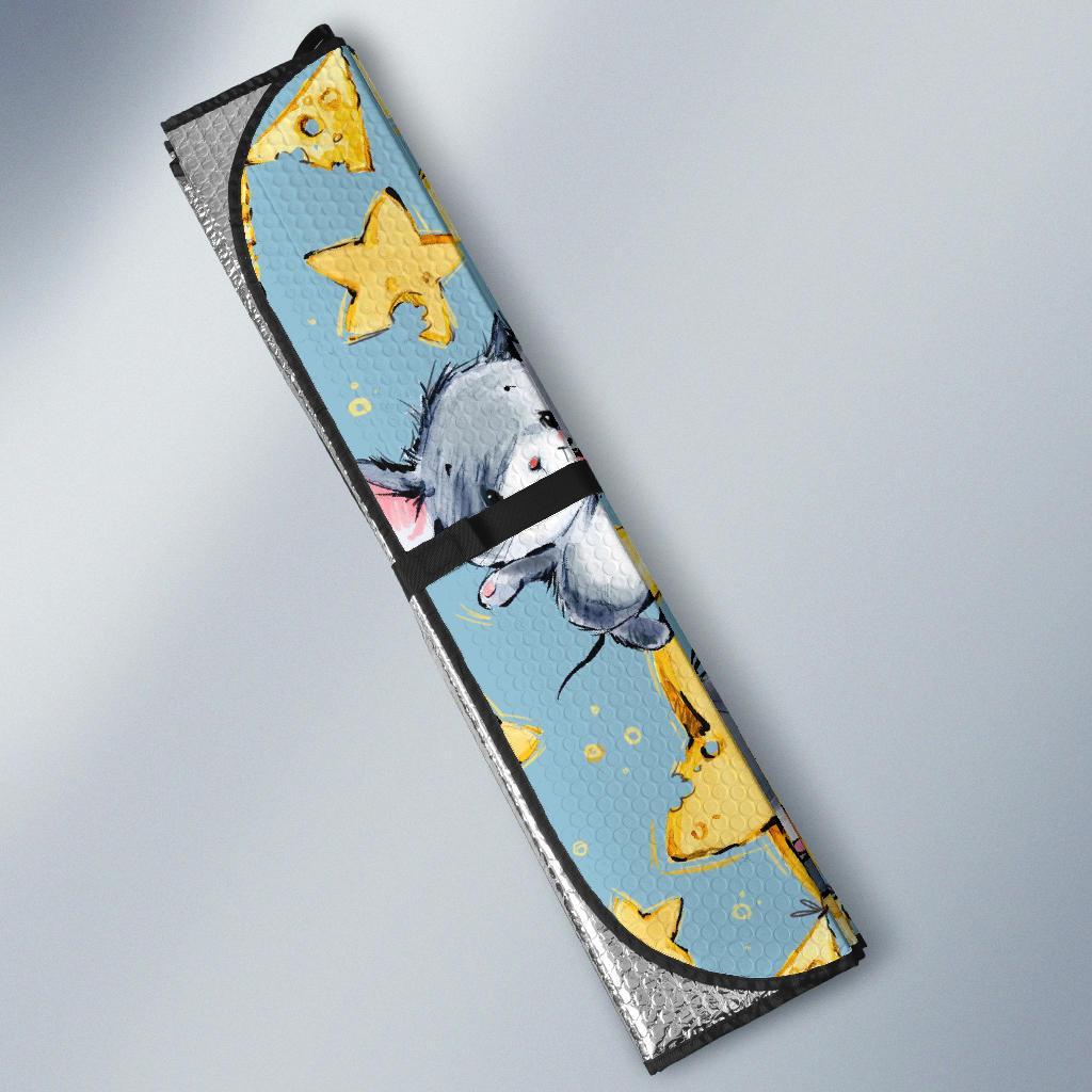 Mouse Cheese Pattern Print Car Sun Shade-grizzshop