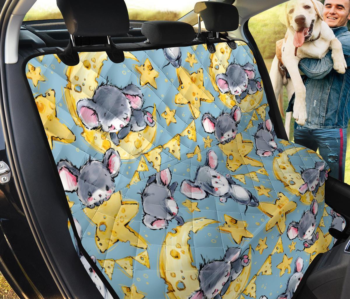 Mouse Cheese Pattern Print Pet Car Seat Cover-grizzshop