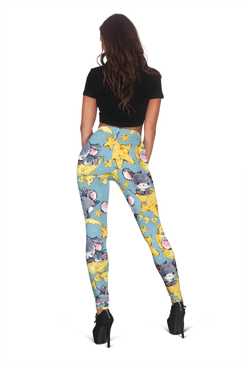 Mouse Cheese Pattern Print Women Leggings-grizzshop