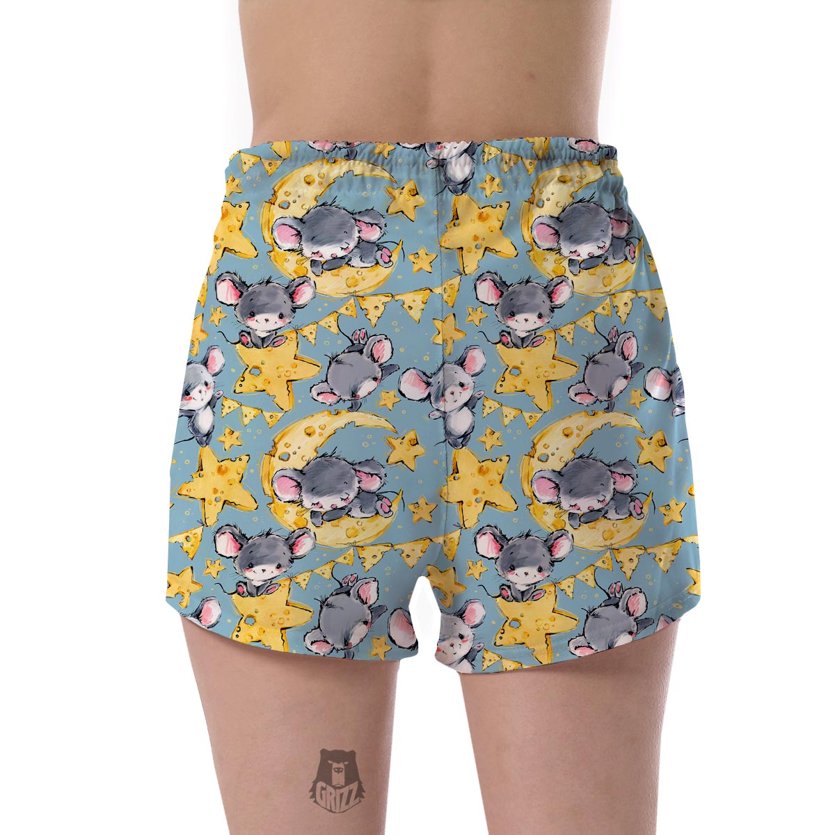 Mouse Cheese Pattern Print Women's Shorts-grizzshop