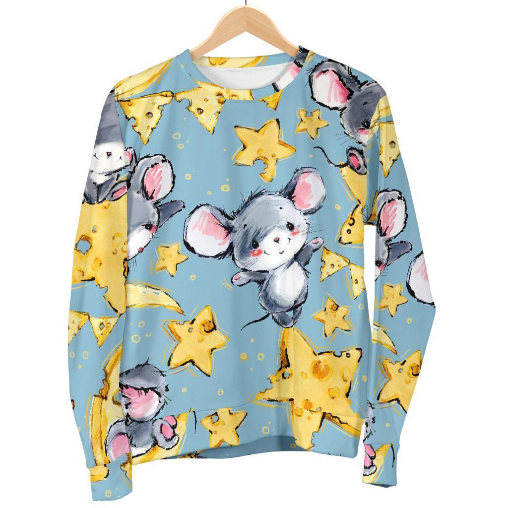 Mouse Cheese Pattern Print Women's Sweatshirt-grizzshop