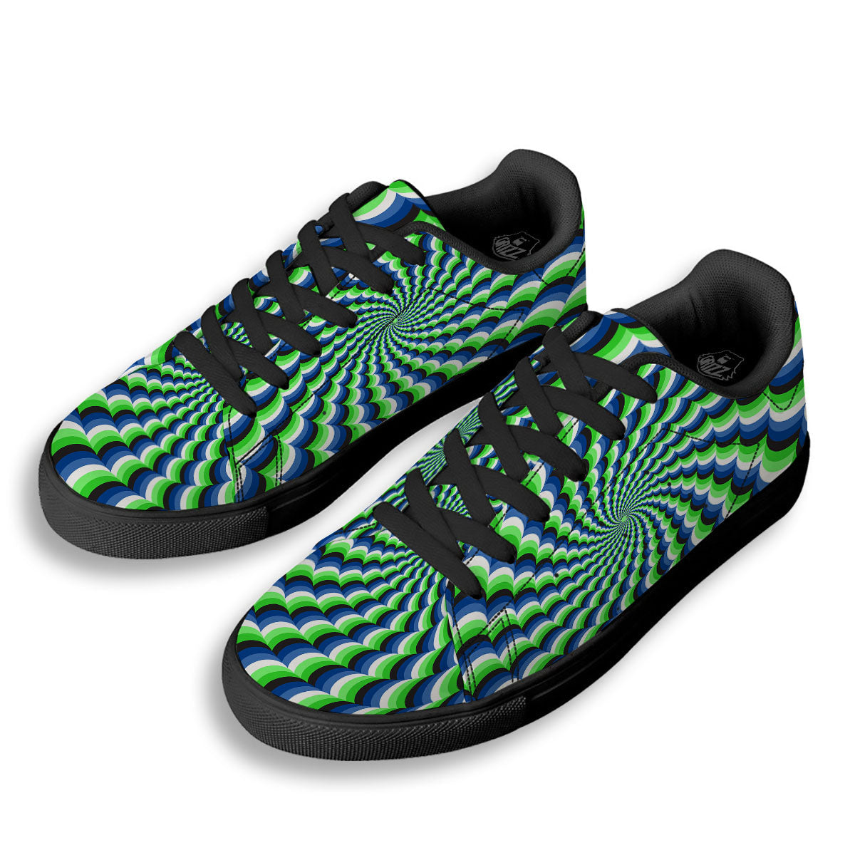 Moving Illusion Optical Green Black Low Top Sneakers-grizzshop