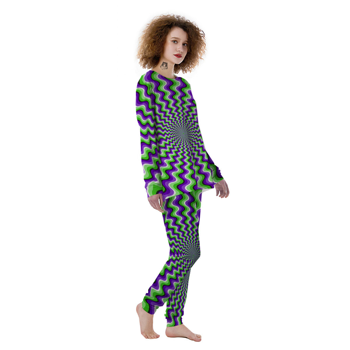 Moving Illusion Optical Green Explosion Women's Pajamas-grizzshop