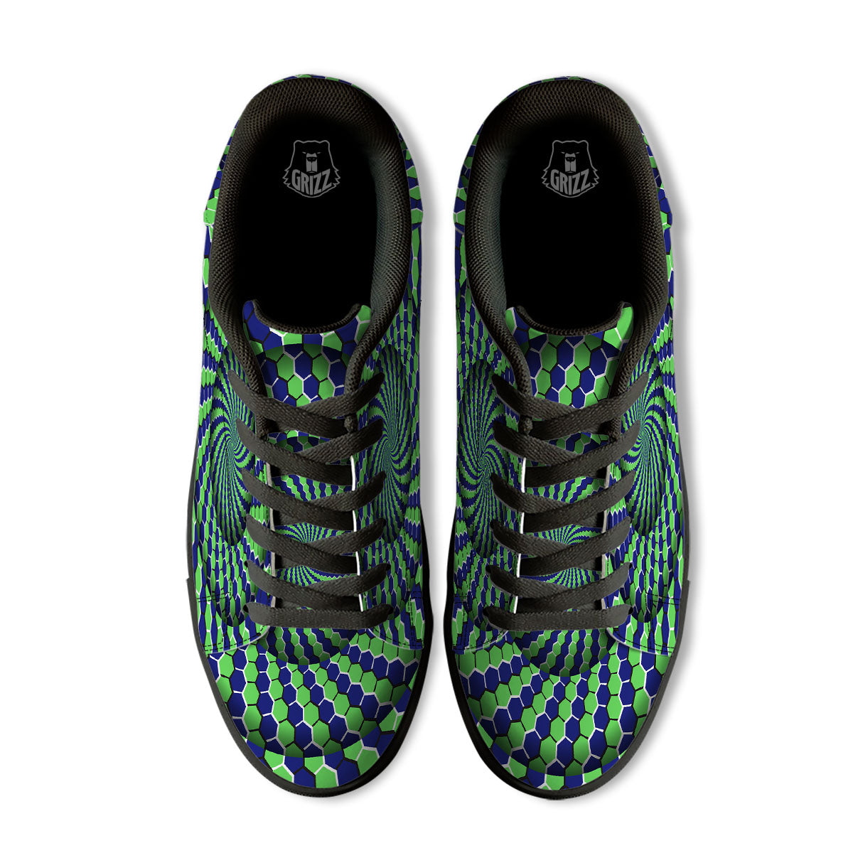 Moving Illusion Optical Green Hive Black Low Top Sneakers-grizzshop
