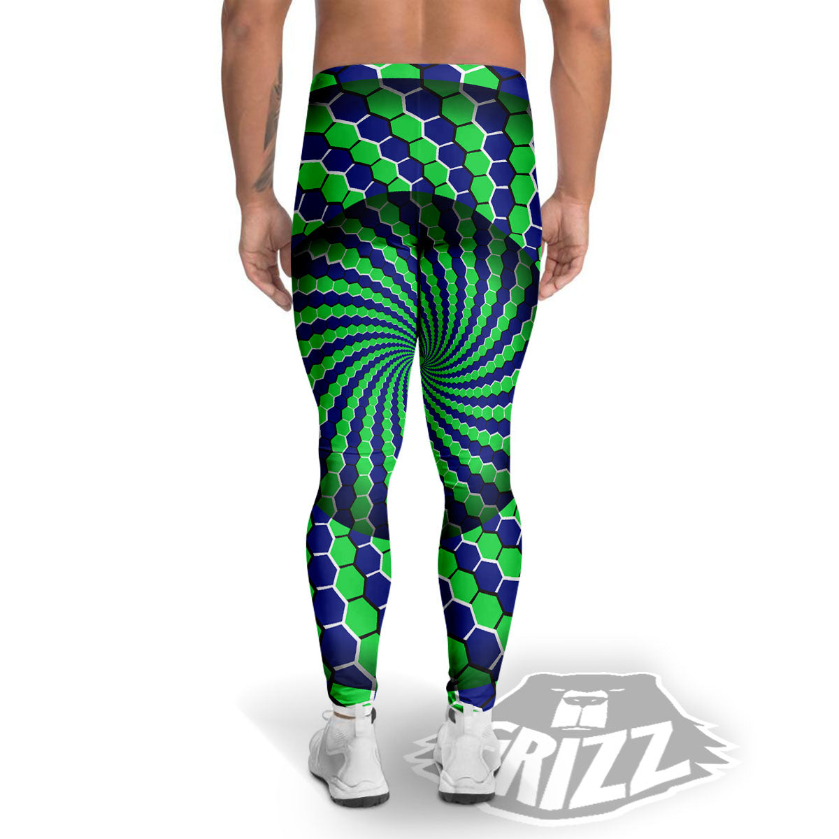 Moving Illusion Optical Green Hive Men's Leggings-grizzshop