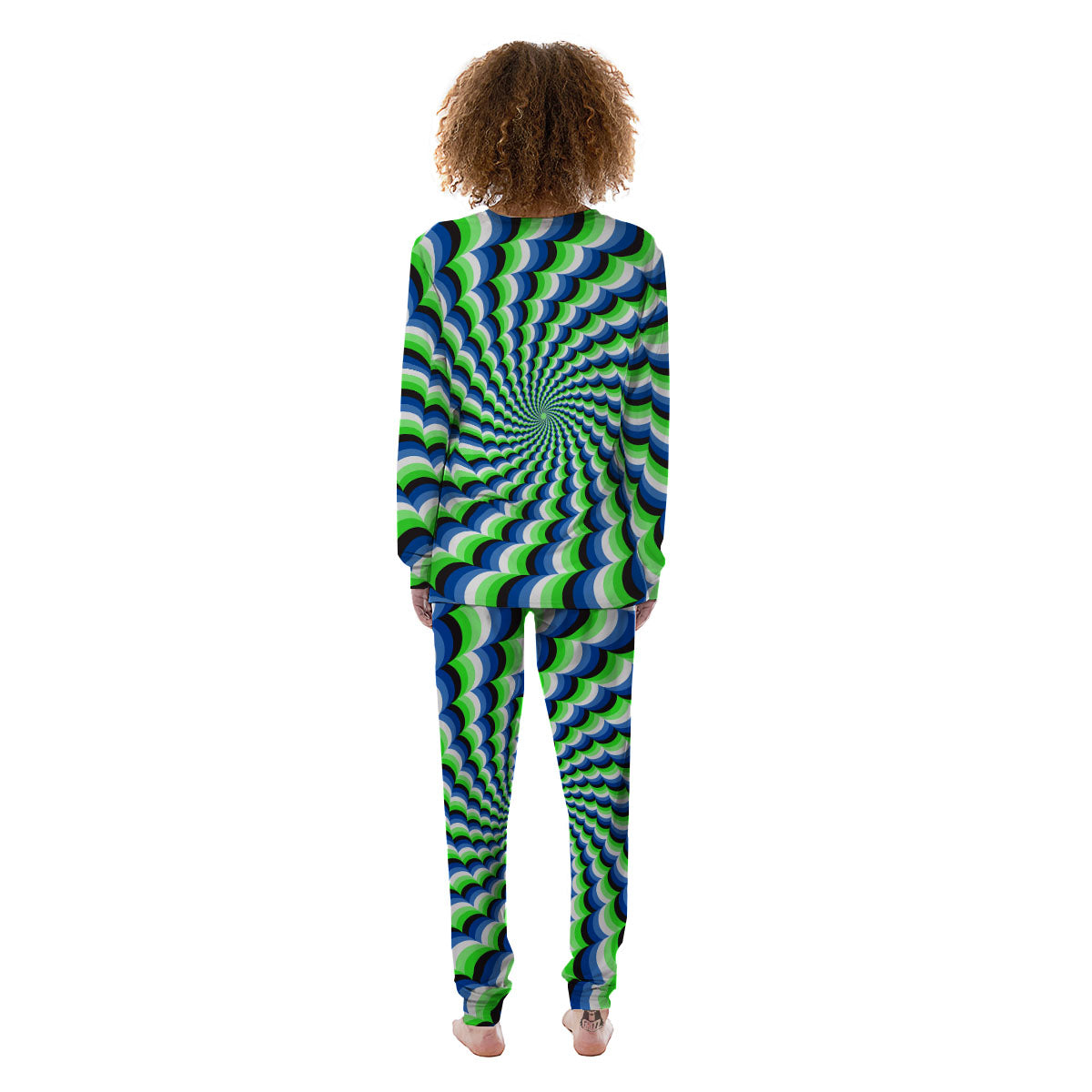 Moving Illusion Optical Green Women's Pajamas-grizzshop
