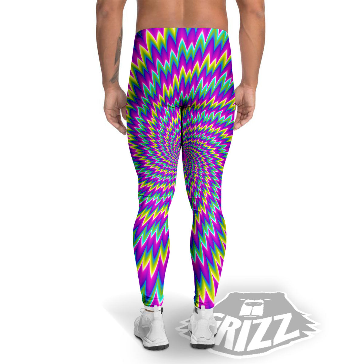 Moving Optical Illusion Abstract Spiral Men's Leggings-grizzshop