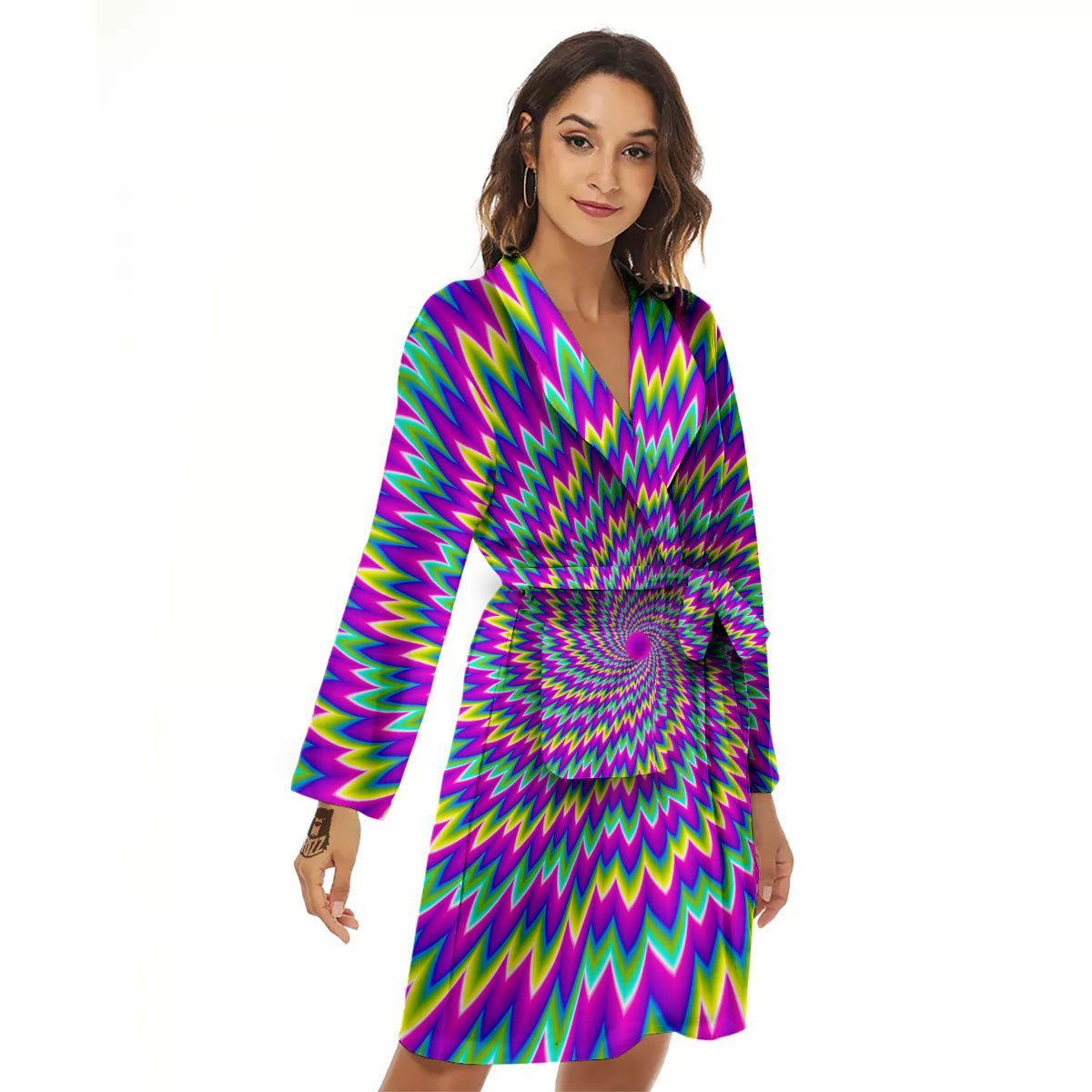 Moving Optical Illusion Abstract Spiral Women's Robe-grizzshop