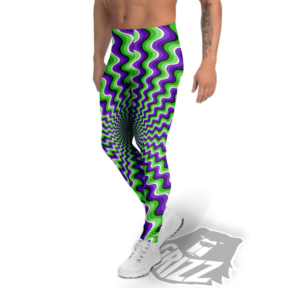 Moving Optical Illusion Colorful Dizzy Men's Leggings-grizzshop