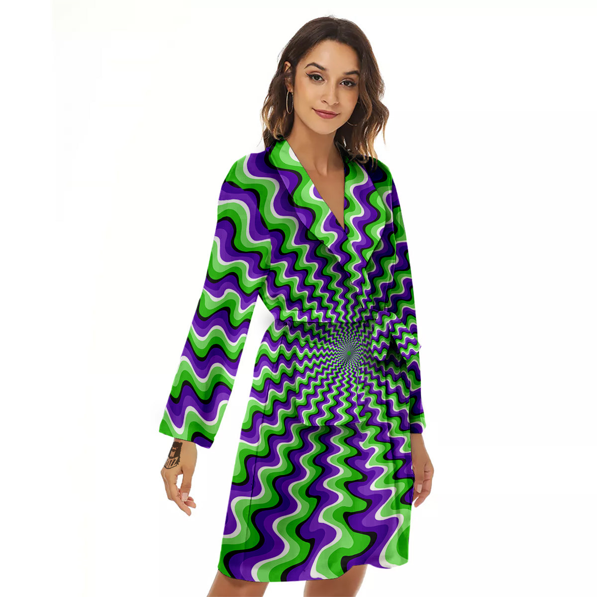 Moving Optical Illusion Colorful Dizzy Women's Robe-grizzshop