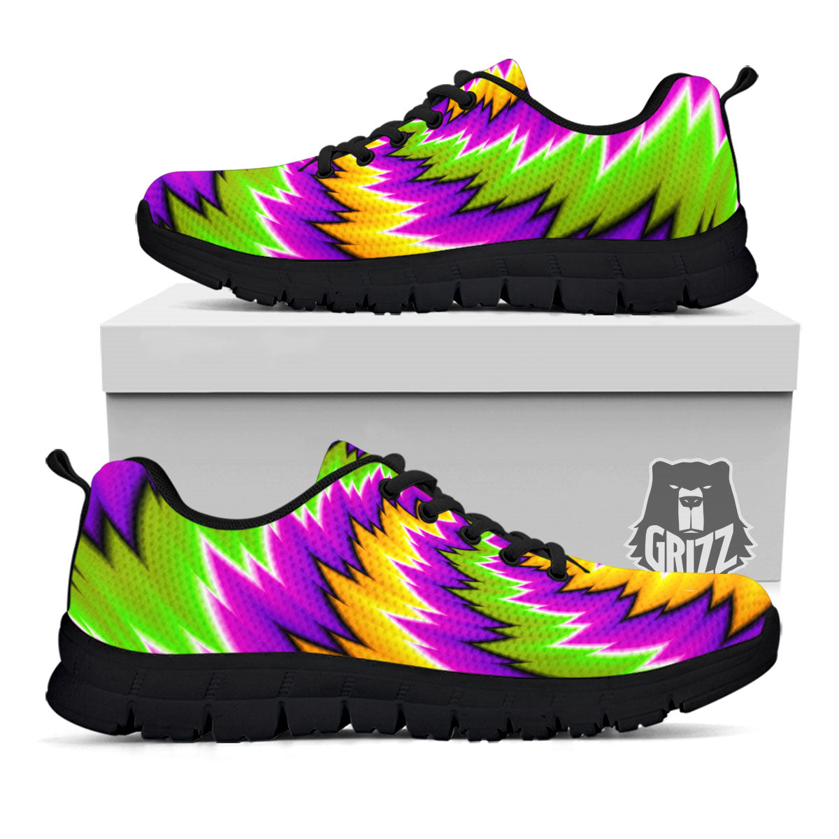 Moving Optical Illusion Dizzy Vortex Black Sneaker-grizzshop