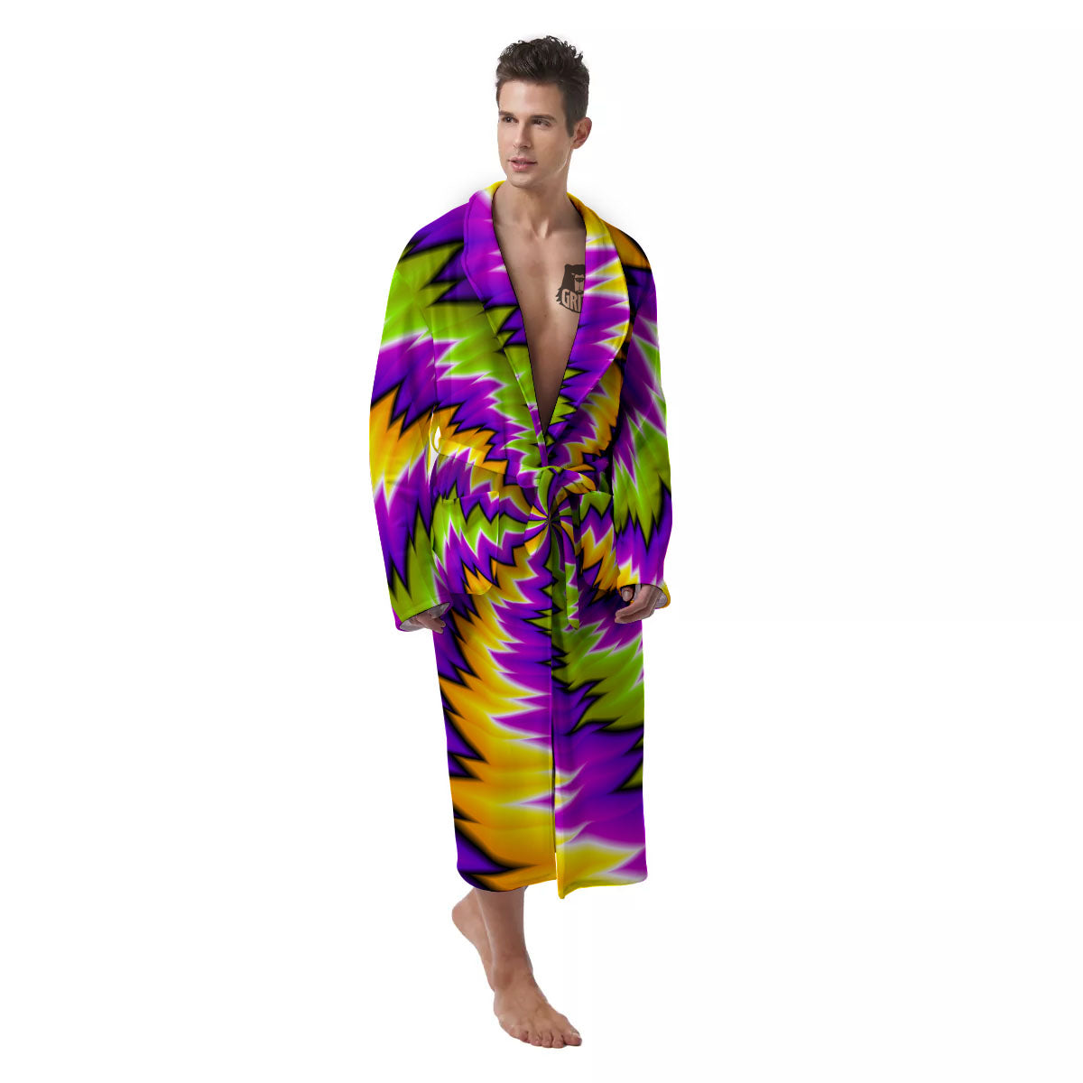 Moving Optical Illusion Dizzy Vortex Men's Robe-grizzshop