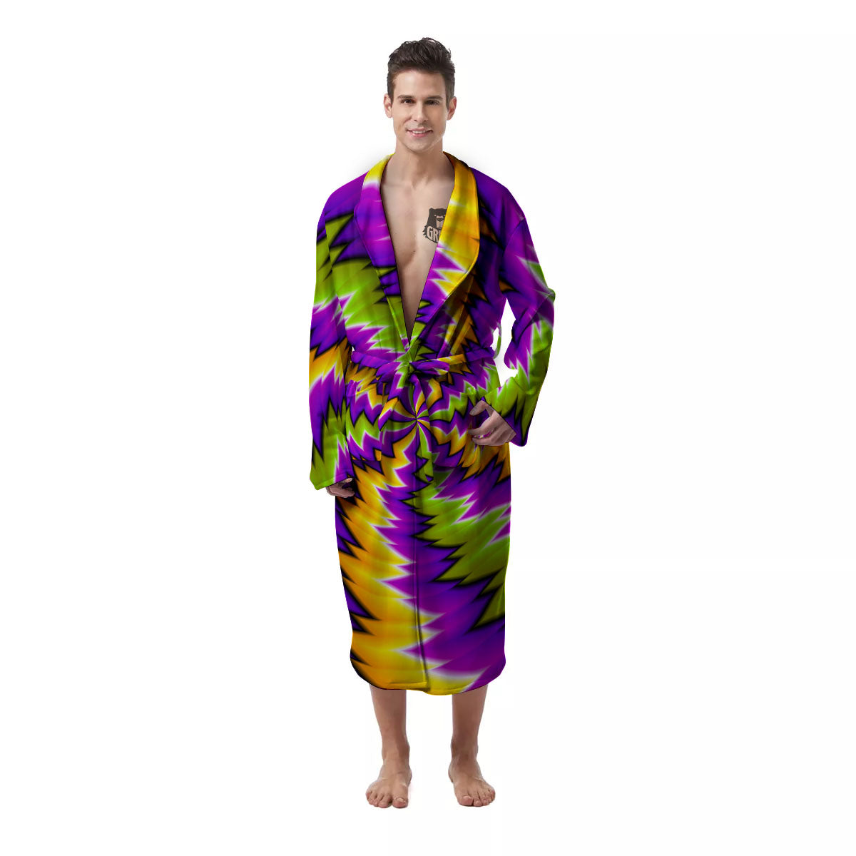 Moving Optical Illusion Dizzy Vortex Men's Robe-grizzshop