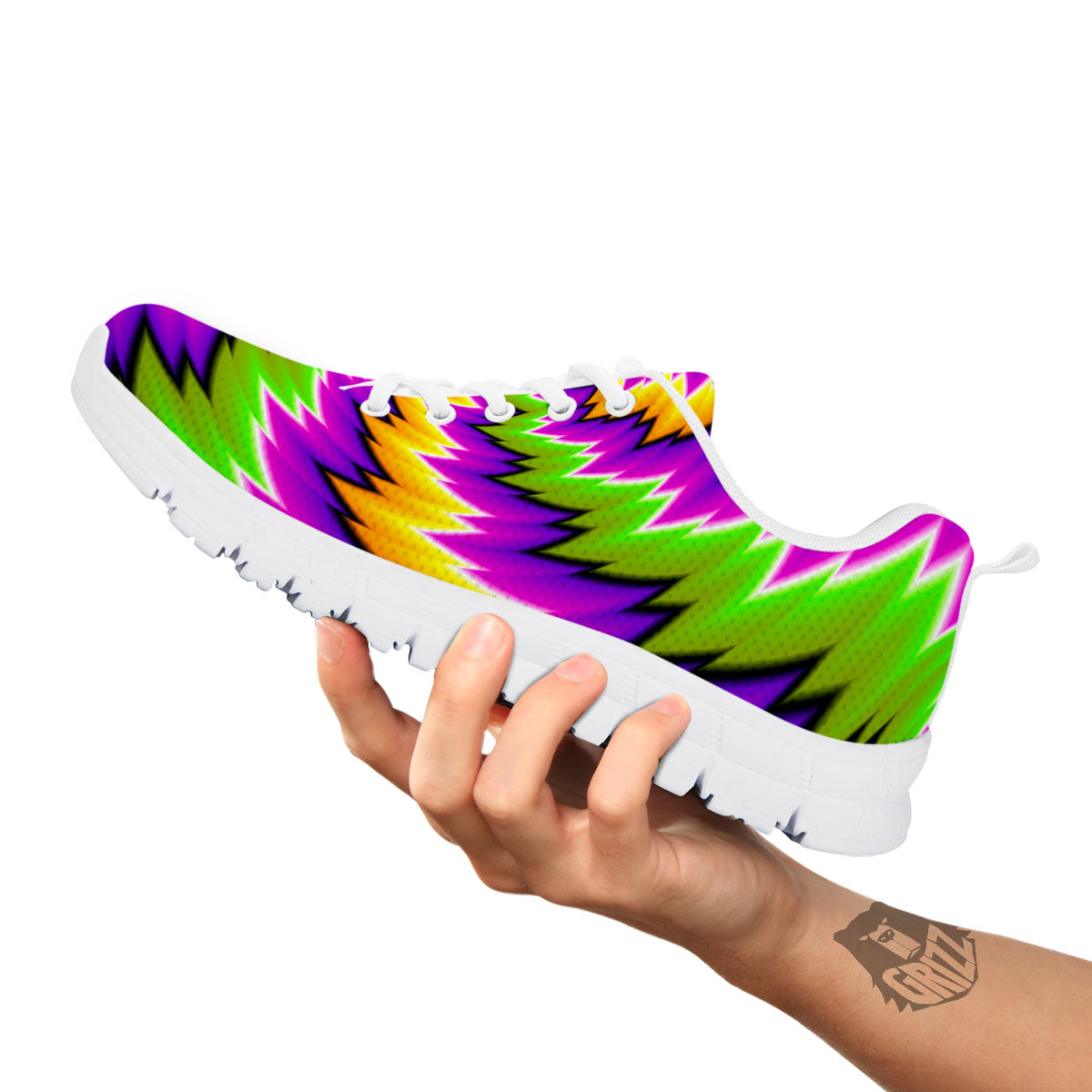 Moving Optical Illusion Dizzy Vortex White Sneaker-grizzshop