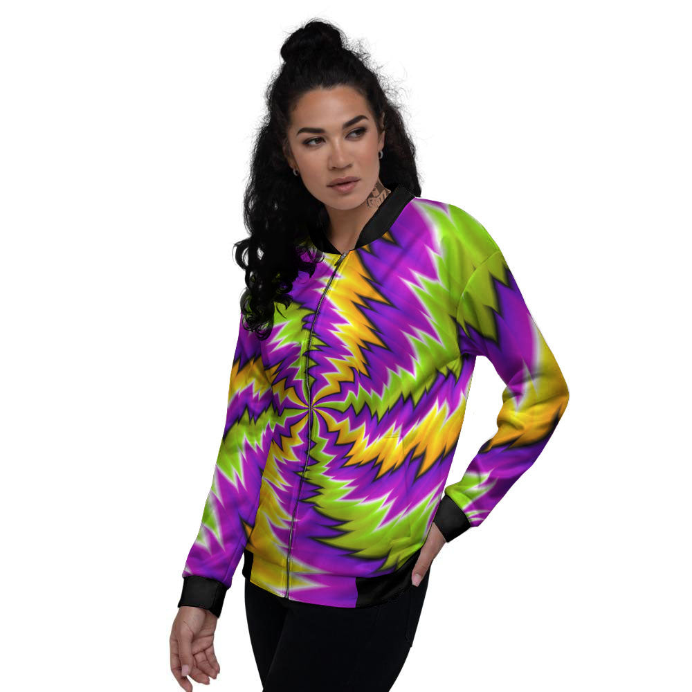 Moving Optical Illusion Dizzy Vortex Women's Bomber Jacket-grizzshop