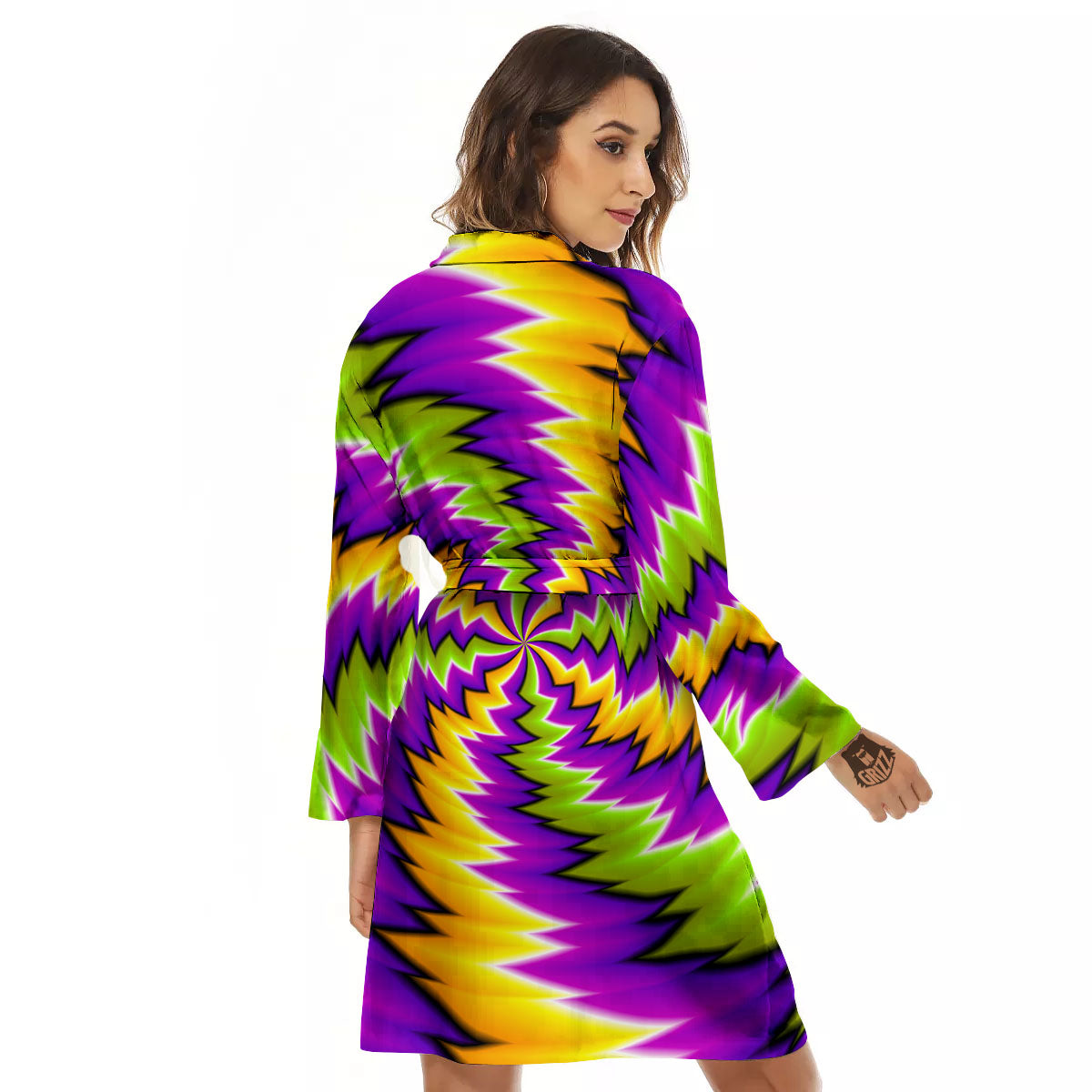 Moving Optical Illusion Dizzy Vortex Women's Robe-grizzshop
