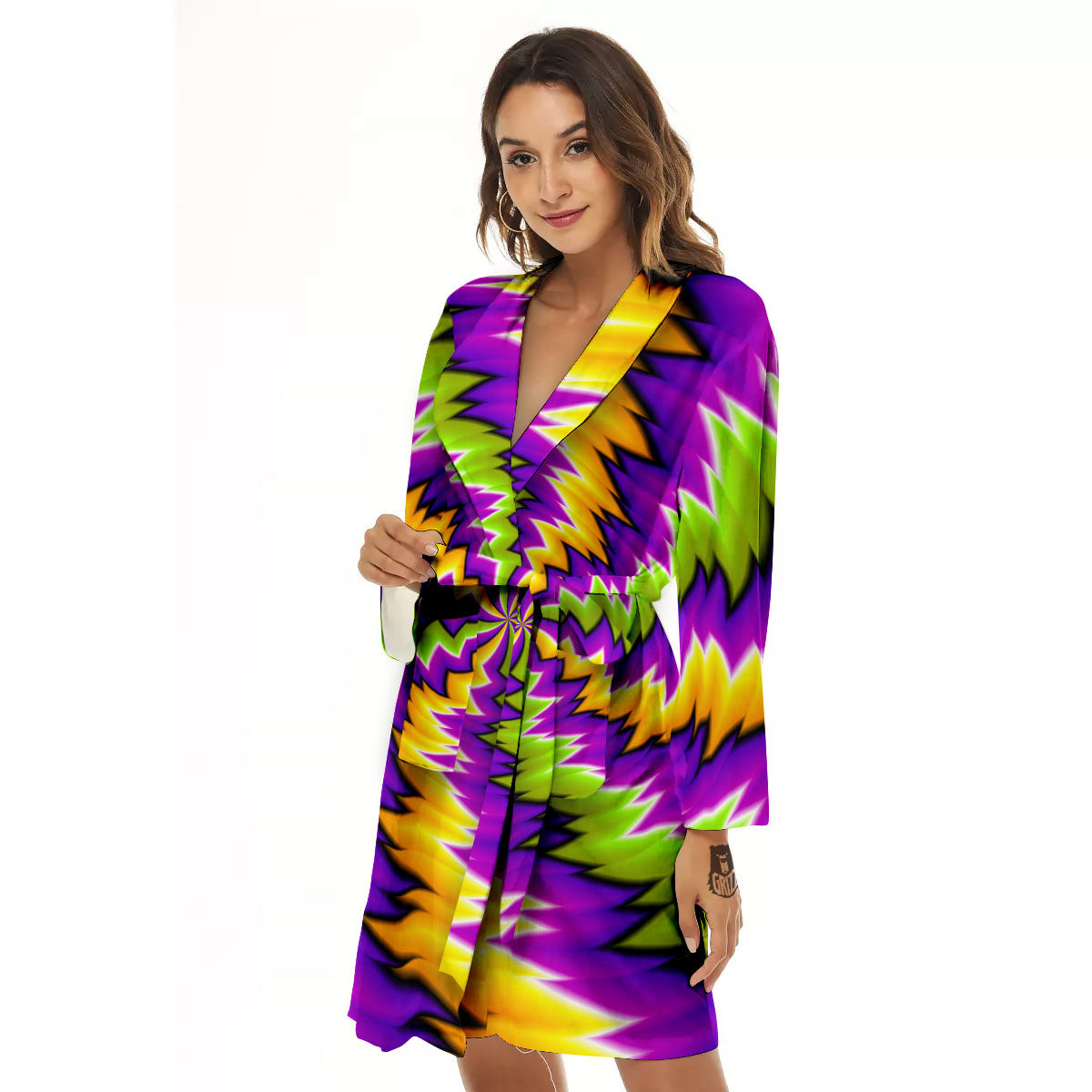 Moving Optical Illusion Dizzy Vortex Women's Robe-grizzshop