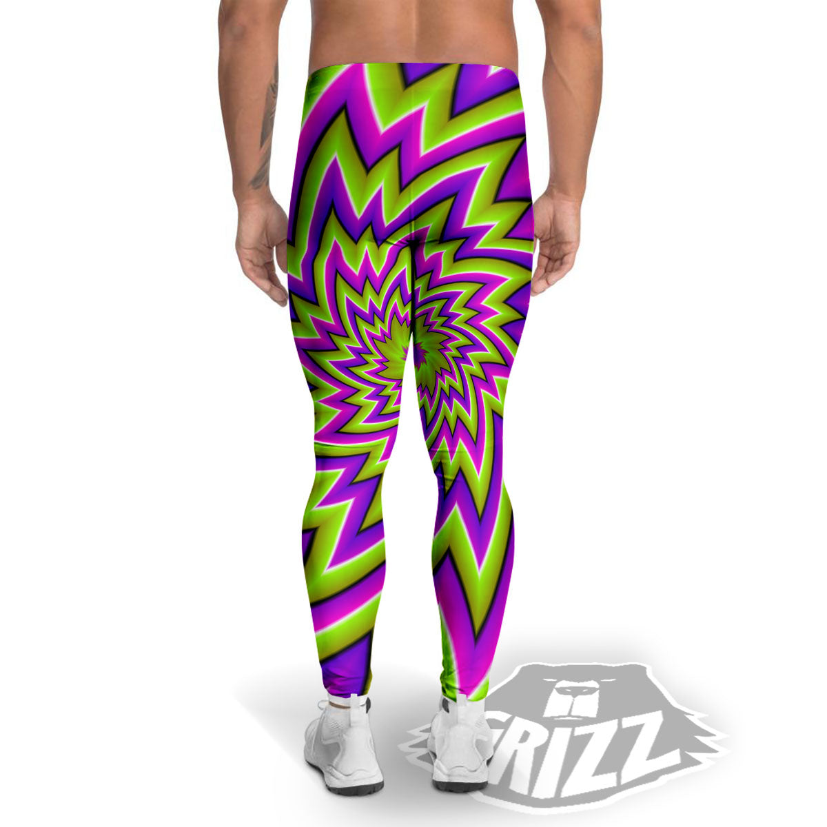Moving Optical Illusion Green Big Bang Men's Leggings-grizzshop