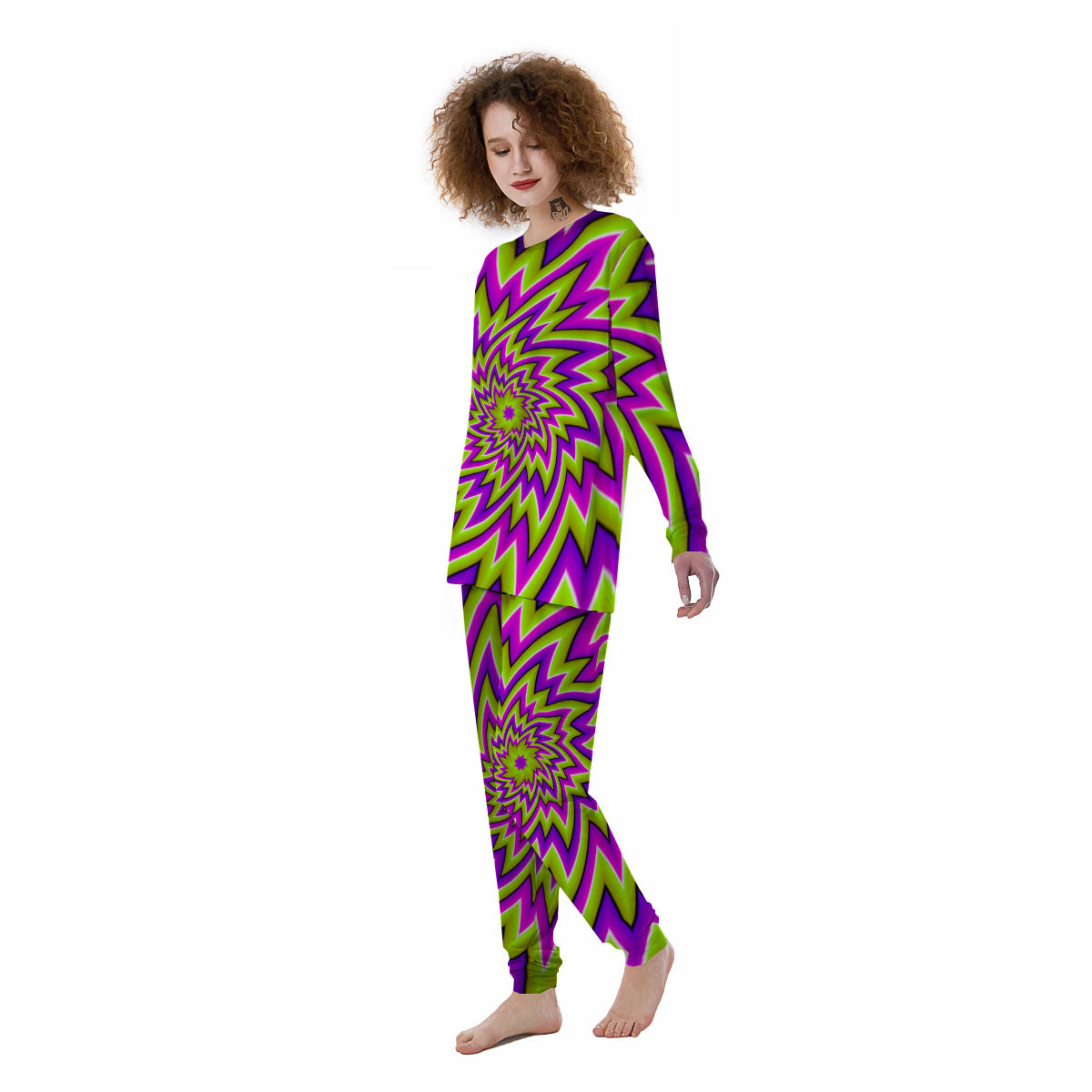 Moving Optical Illusion Green Big Bang Women's Pajamas-grizzshop