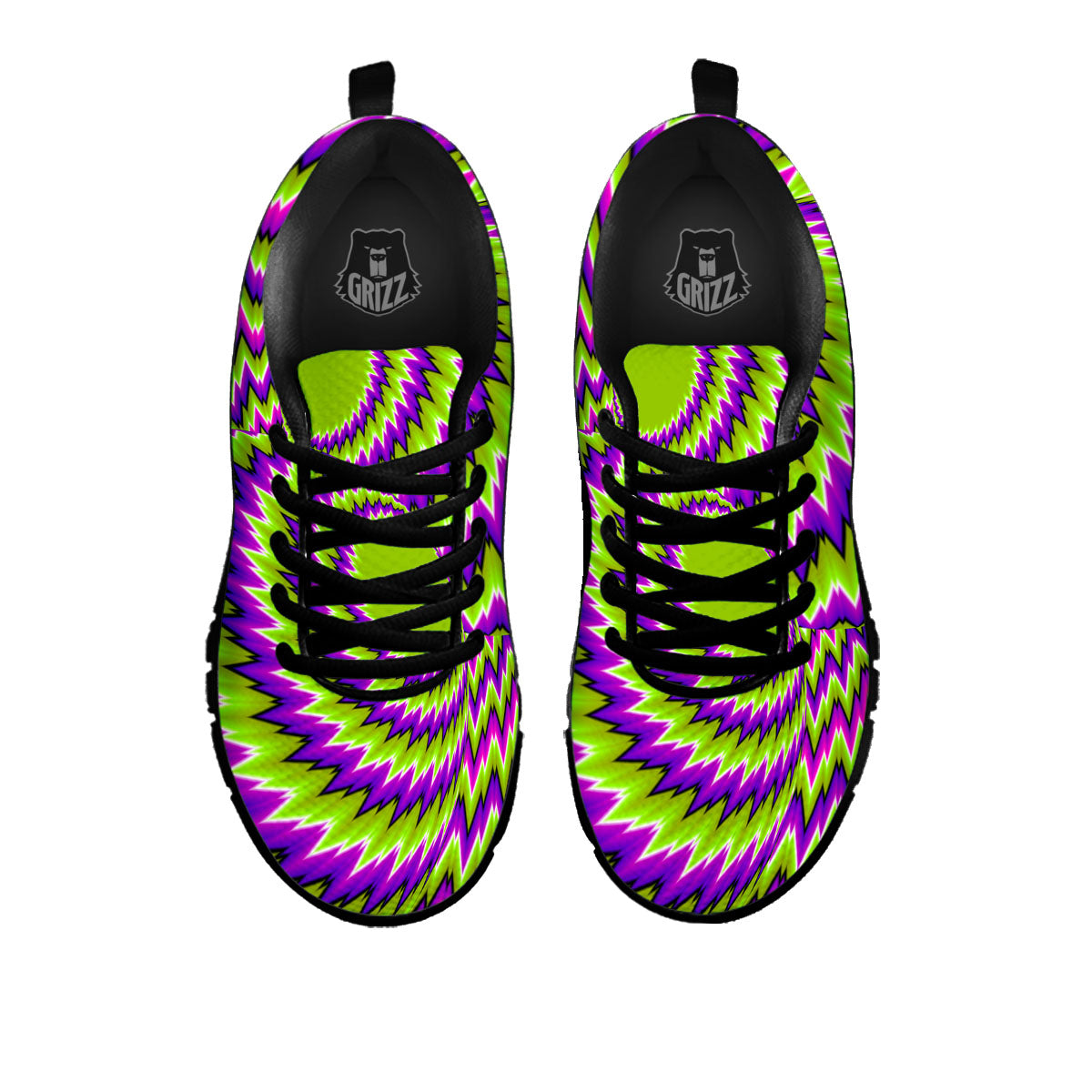 Moving Optical Illusion Green Vortex Black Sneaker-grizzshop