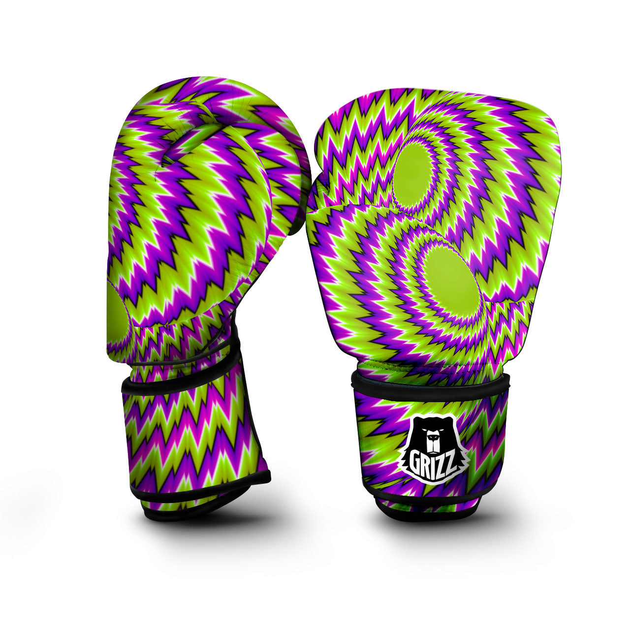 Moving Optical Illusion Green Vortex Boxing Gloves-grizzshop