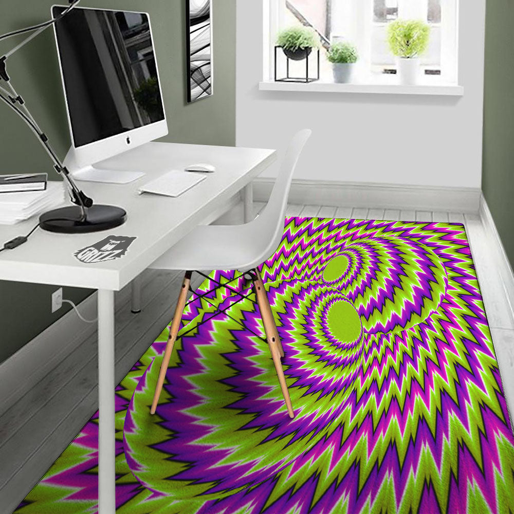 Moving Optical Illusion Green Vortex Floor Mat-grizzshop