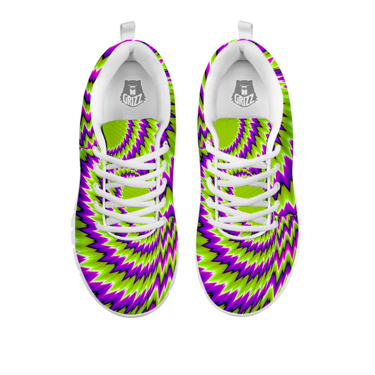 Moving Optical Illusion Green Vortex White Sneaker-grizzshop