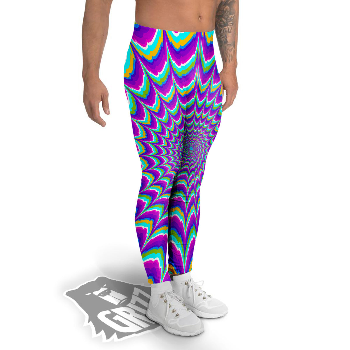 Moving Optical Illusion Purple Dizzy Men's Leggings-grizzshop
