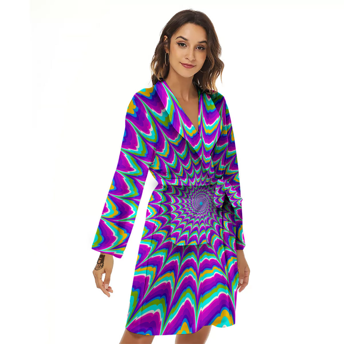 Moving Optical Illusion Purple Dizzy Women's Robe-grizzshop