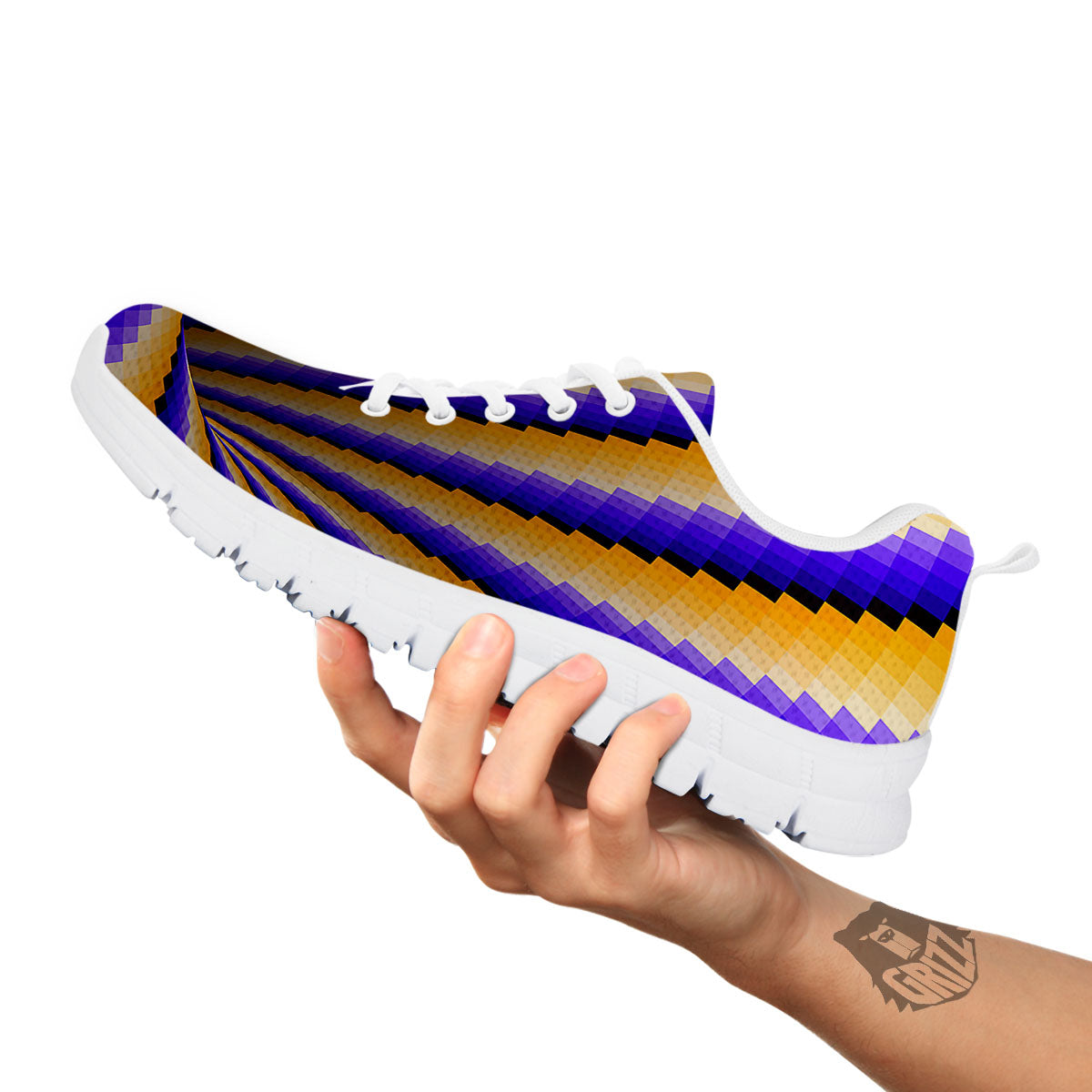 Moving Optical Yellow Vortex Illusion White Sneaker-grizzshop