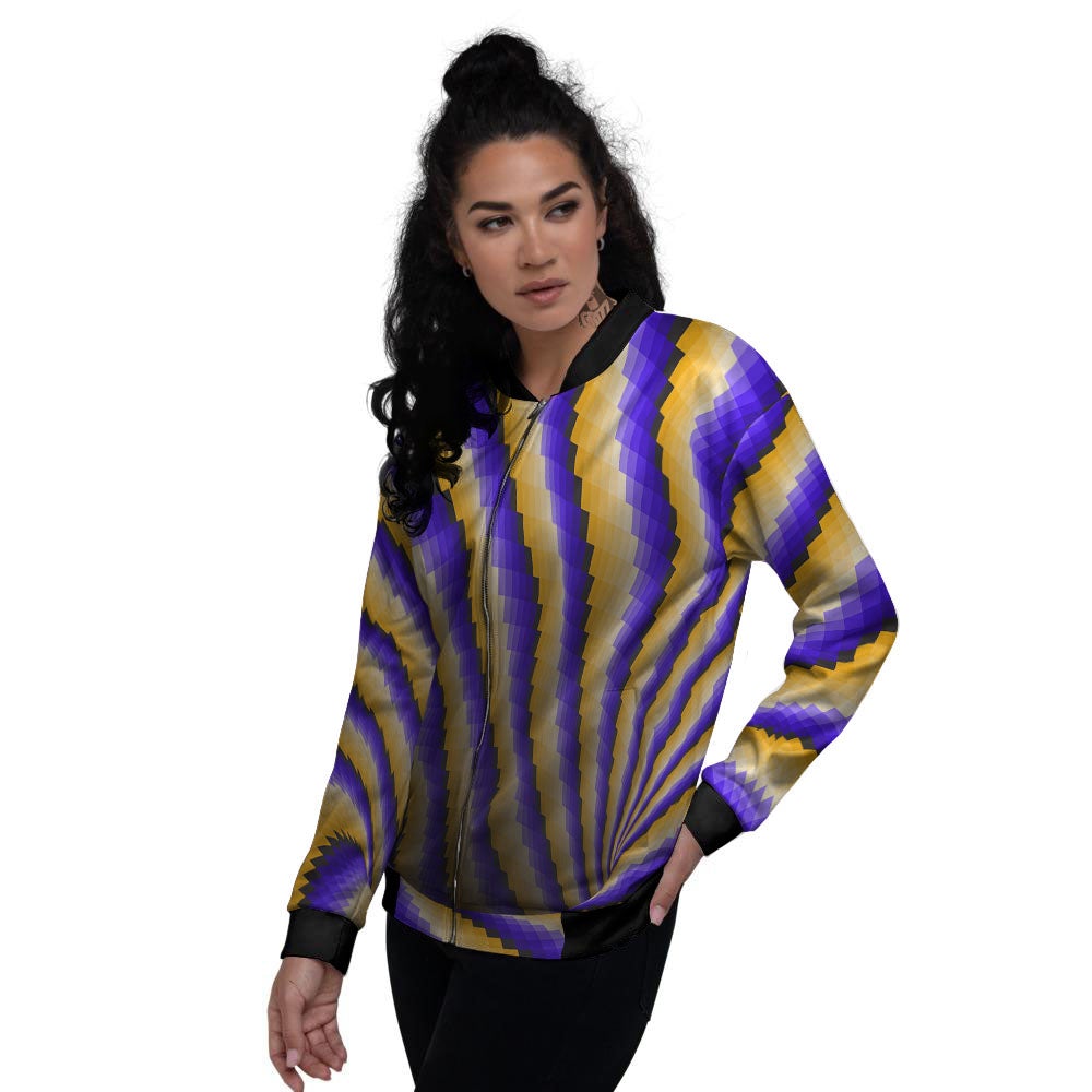 Moving Optical Yellow Vortex Illusion Women's Bomber Jacket-grizzshop