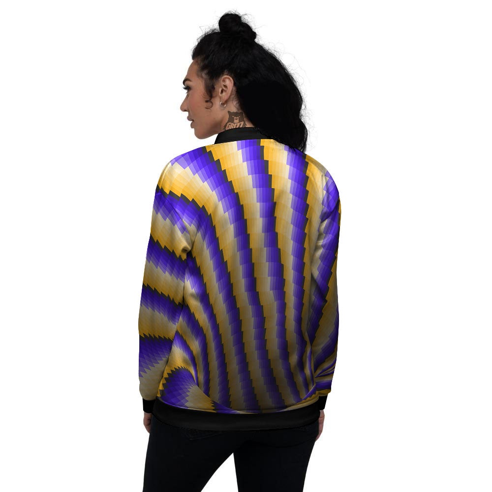 Moving Optical Yellow Vortex Illusion Women's Bomber Jacket-grizzshop