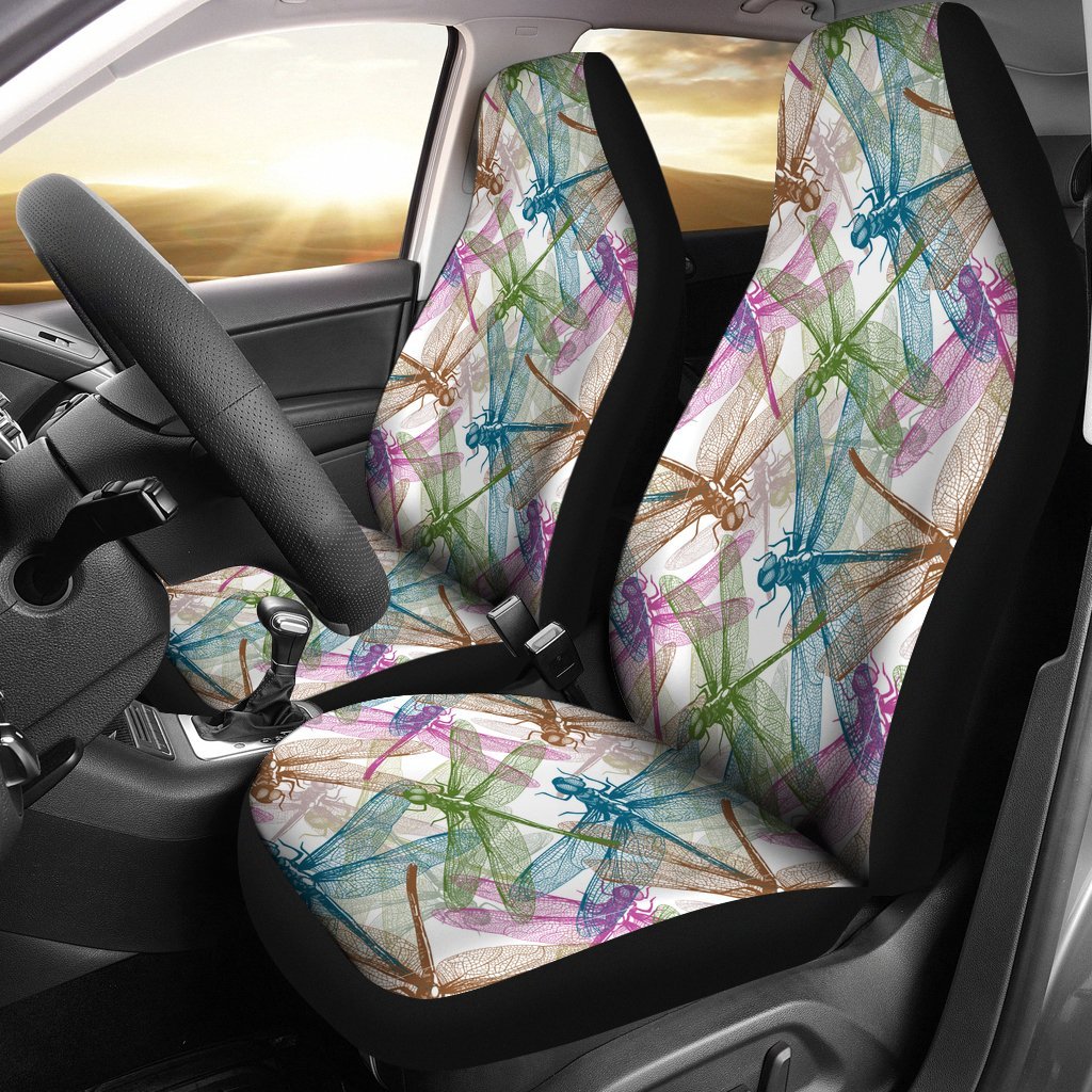 Muliticolor Crowd Dragonfly Car Seat Cover Car Seat Universal Fit-grizzshop