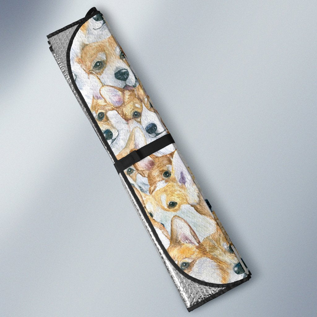 Multi Corgi Pattern Print Car Sun Shade-grizzshop