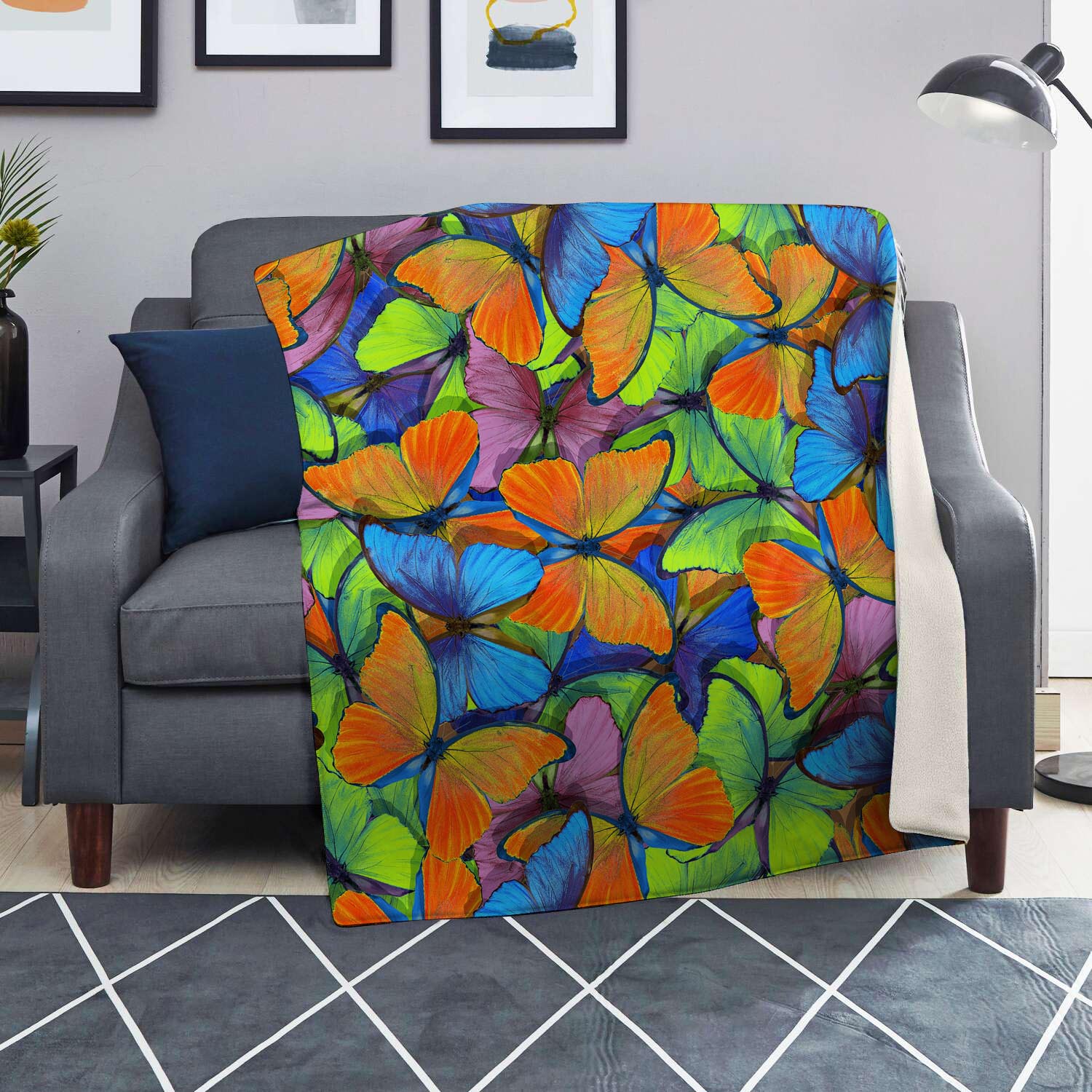 Multicolor Butterfly Print Blanket-grizzshop