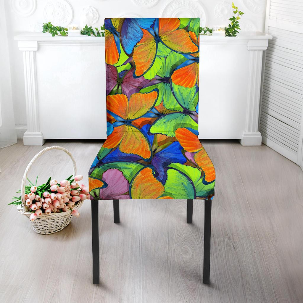 Multicolor Butterfly Print Chair Cover-grizzshop