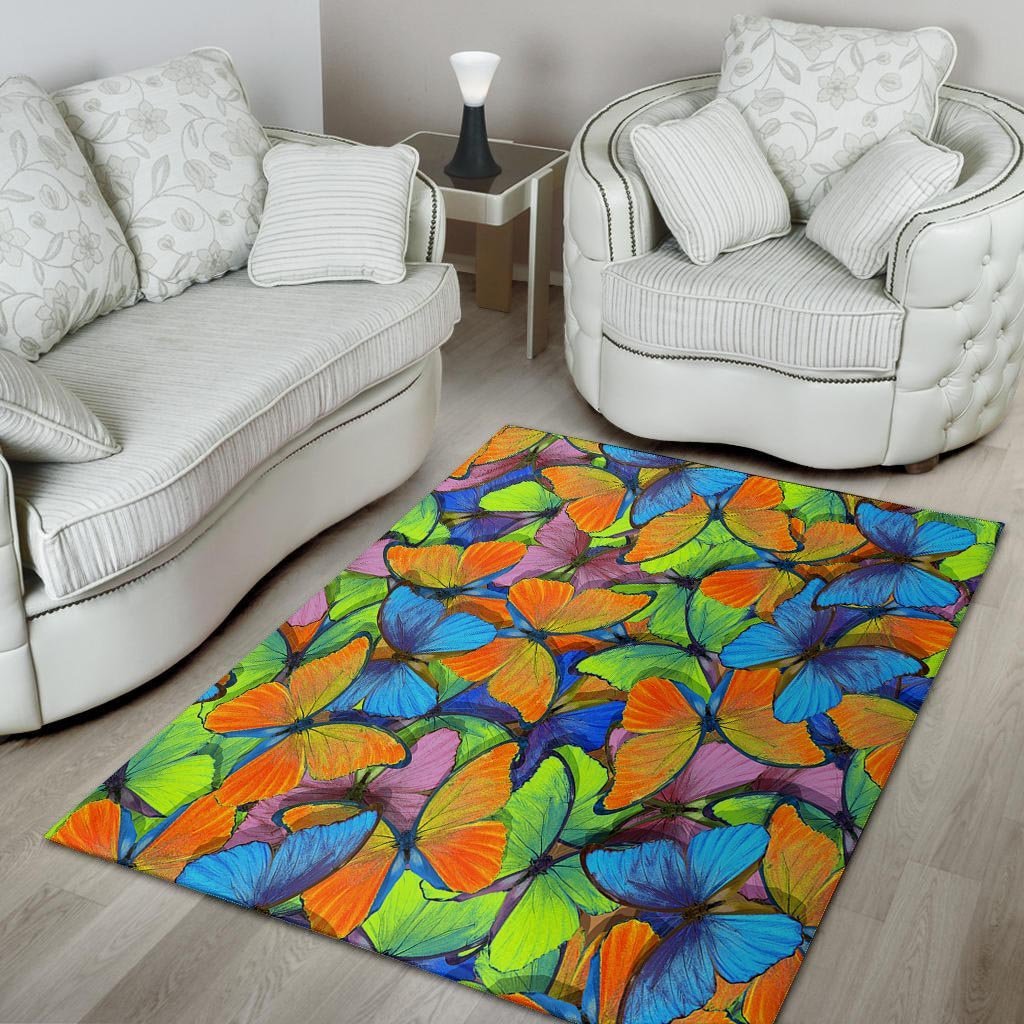 Multicolor Butterfly Print Floor Mat-grizzshop