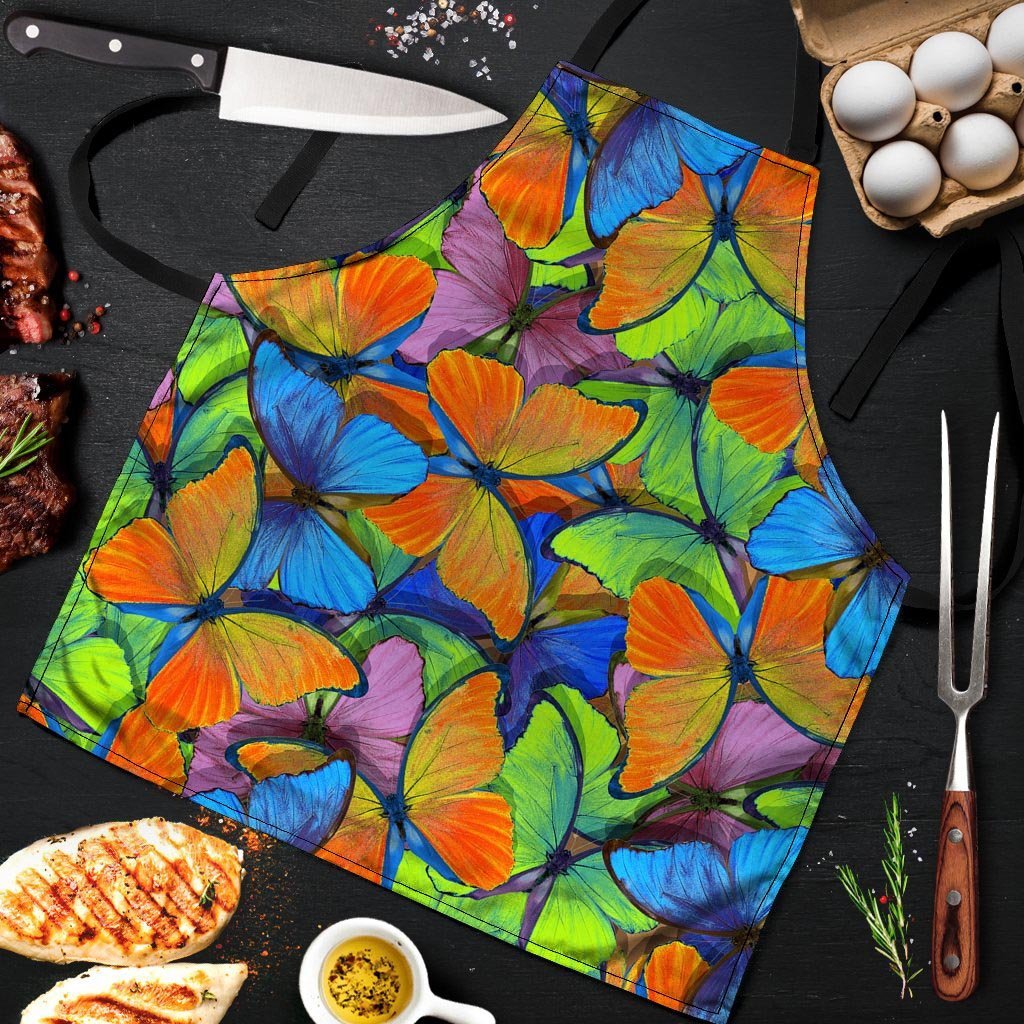 Multicolor Butterfly Print Men's Apron-grizzshop