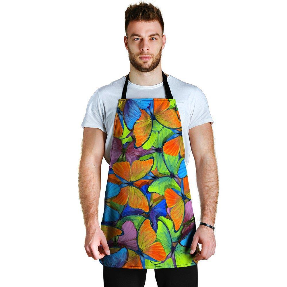 Multicolor Butterfly Print Men's Apron-grizzshop