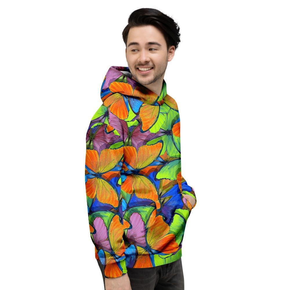 Multicolor Butterfly Print Men's Hoodie-grizzshop