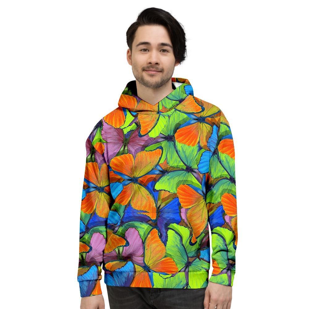 Multicolor Butterfly Print Men's Hoodie-grizzshop
