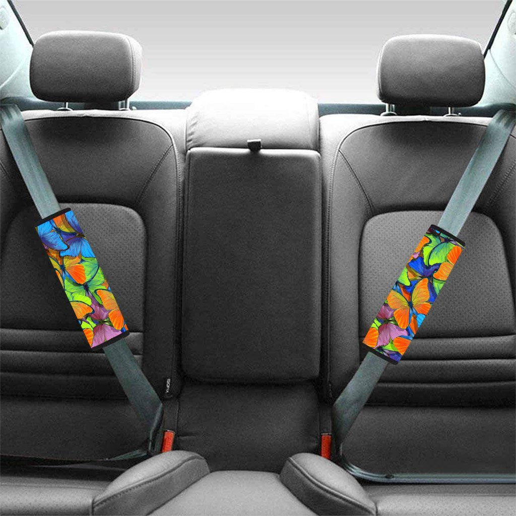 Multicolor Butterfly Print Seat Belt Cover-grizzshop