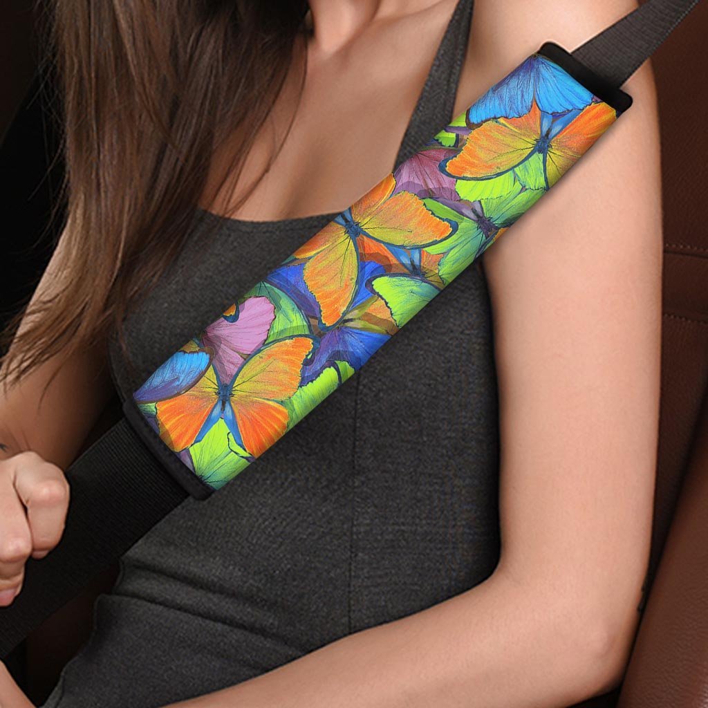 Multicolor Butterfly Print Seat Belt Cover-grizzshop