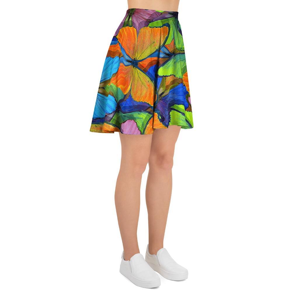 Multicolor Butterfly Print Women's Skirt-grizzshop