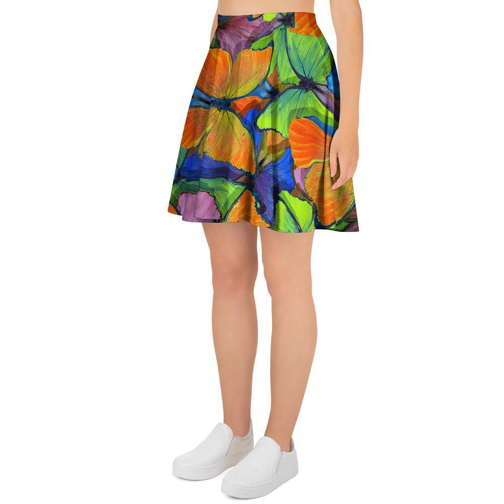 Multicolor Butterfly Print Women's Skirt-grizzshop