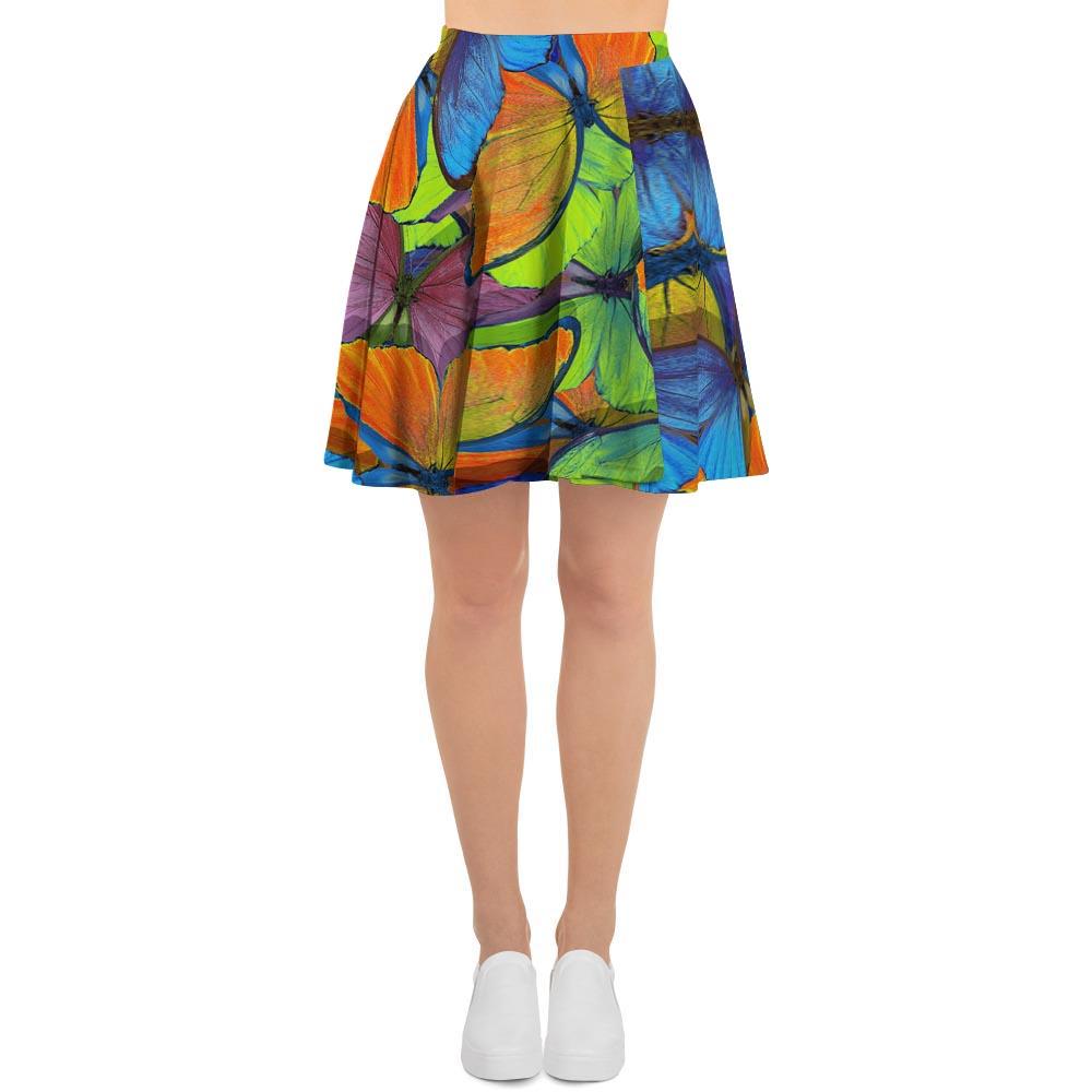 Multicolor Butterfly Print Women's Skirt-grizzshop